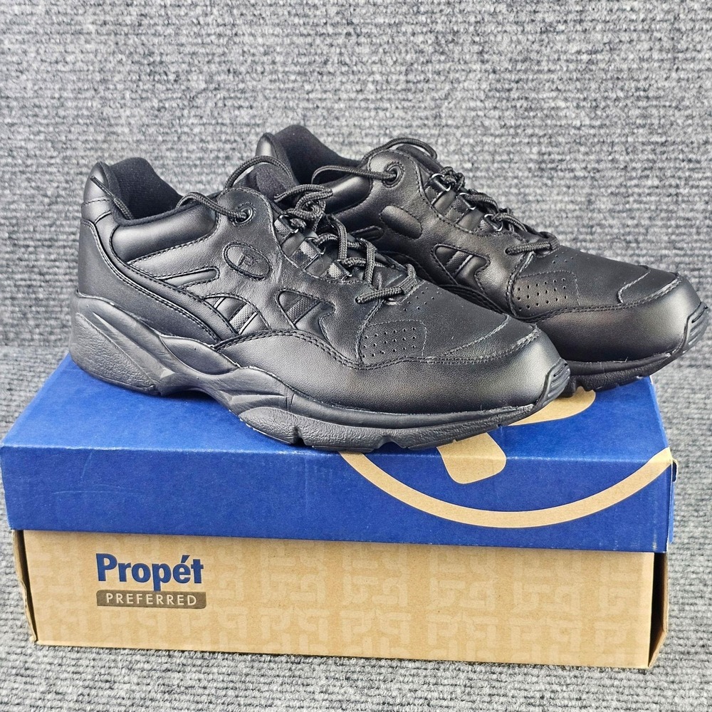 Propet‎ Stability Walker Shoes Mens 11.5N Black Leather Slip Resistant Walking
